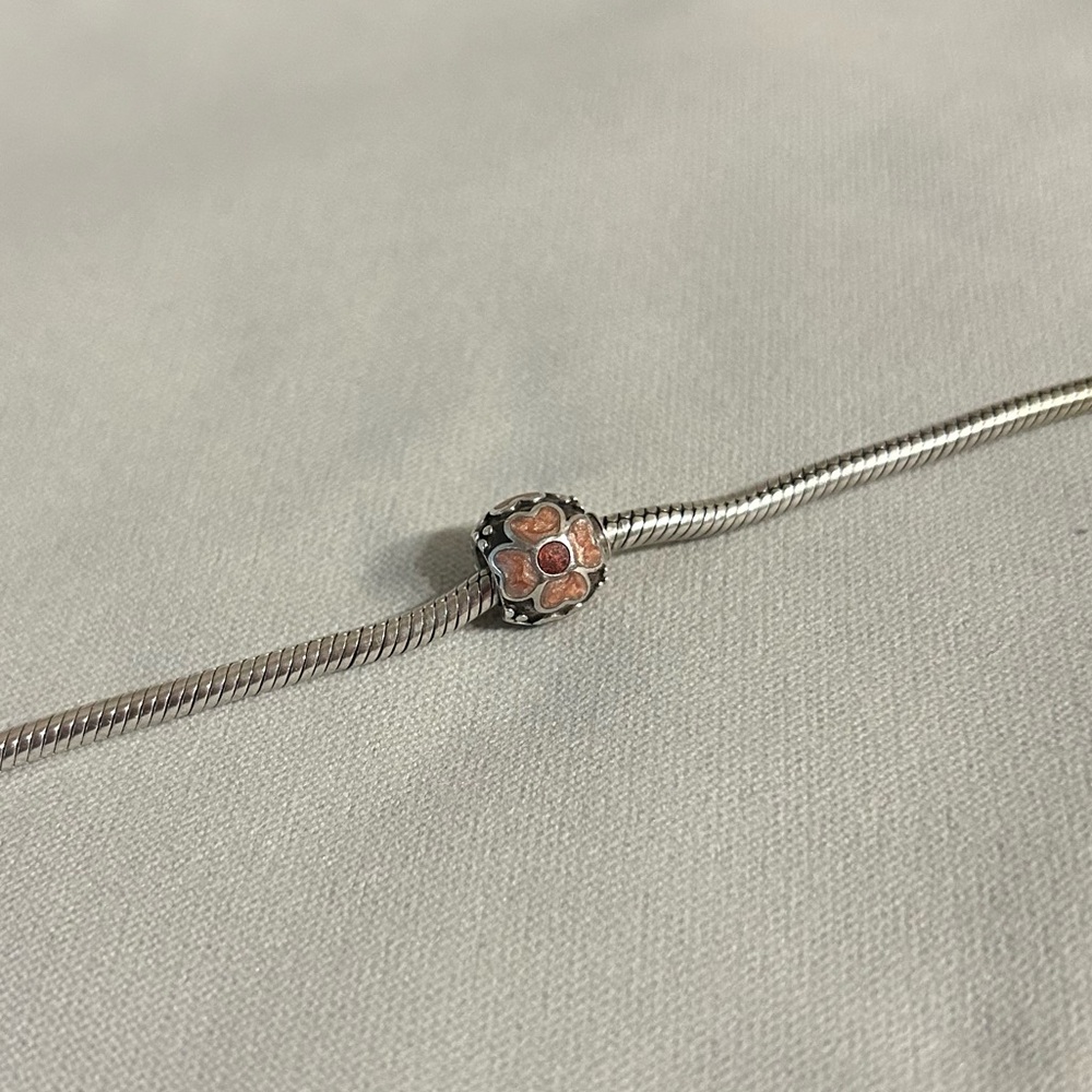Retired Pandora 925 Sterling Silver Pink & Red Enamel Daisy Charm #790433ER